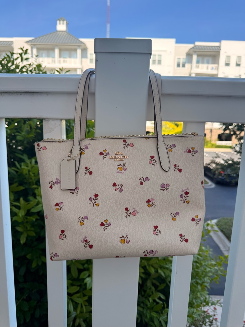 Coach Cream Floral Zip-Top Tote